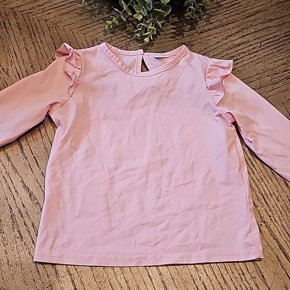 Pink long sleeve ruffle top 4-5T